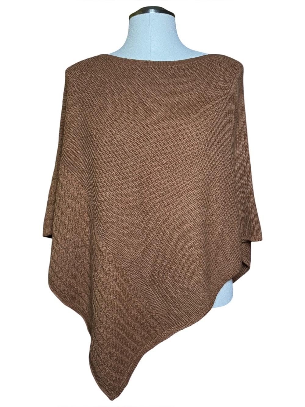 J. Jill NWT Ribbed Earthy Nutmeg Brown Cable Knit Fall Poncho